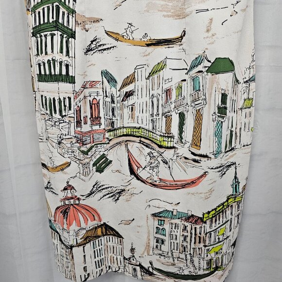 Chetta B Cream Sleeveless Dress Venice Italy Retro Mediterranean Sheath 6 - Picture 9 of 14